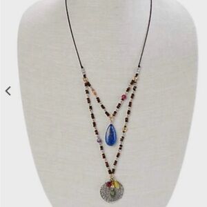 J. Jill Elegant Beaded Necklace with Blue and Silver Accents on cord